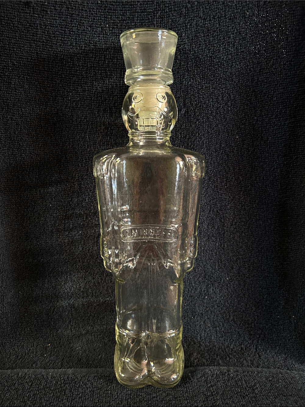 Clear Glass Nutcracker or Toy Soldier Figurine Bottle - Decorative Home Art 90s